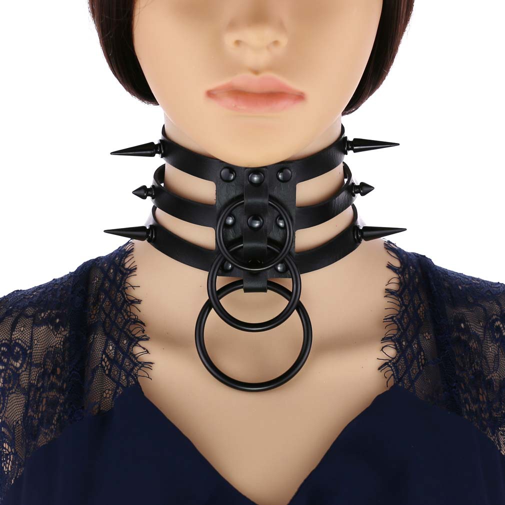 Women'S Emo Accessories - Colar gargantilha de couro preto rebite