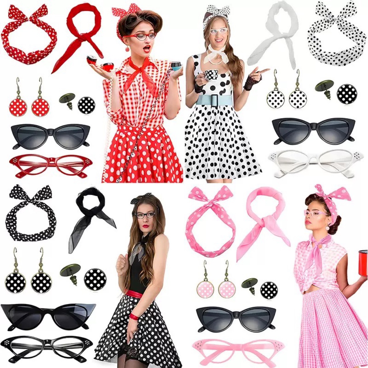 Fantasia Feminina Retrô Anos 5 - Women'S Accessories In The 1950S avaliação e preço